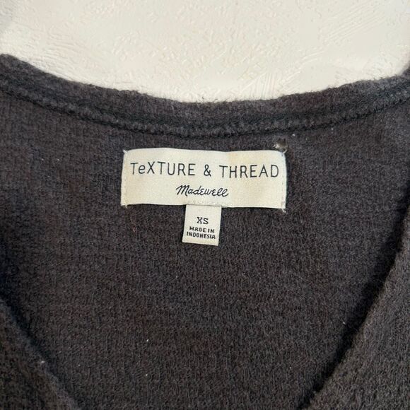 Madewell Texture & Thread Black Wrap Tie Front Top XS Casual Everyday Soft Knit - Picture 3 of 9
